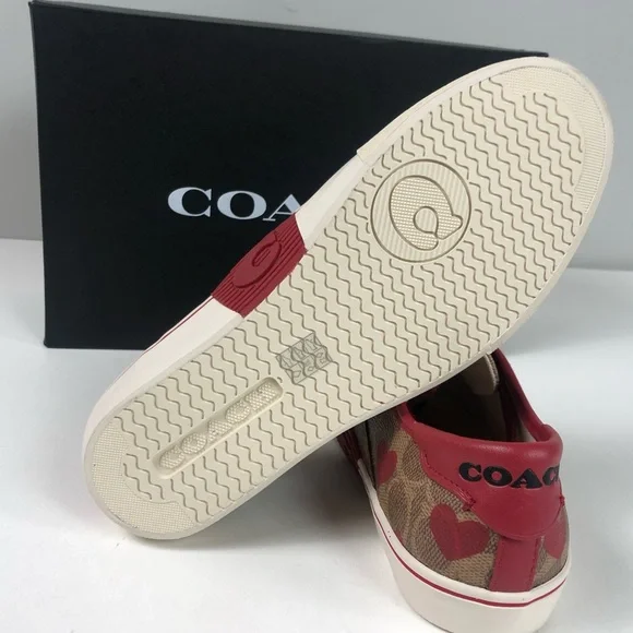 Coach CitySole Coated Canvas & Leather Sneakers Signature C Hearts ❤️ NIB - Picture 9 of 11